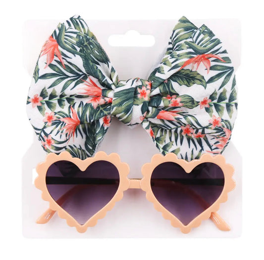 Peach Heart shape sunglasses with headband