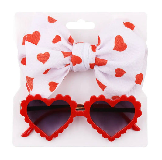 Red heart shape sunglasses with headband