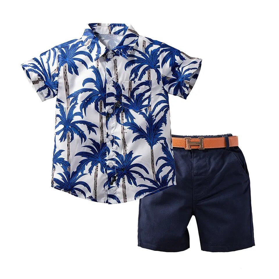 Blue Palm Tree 2 pc Outfit