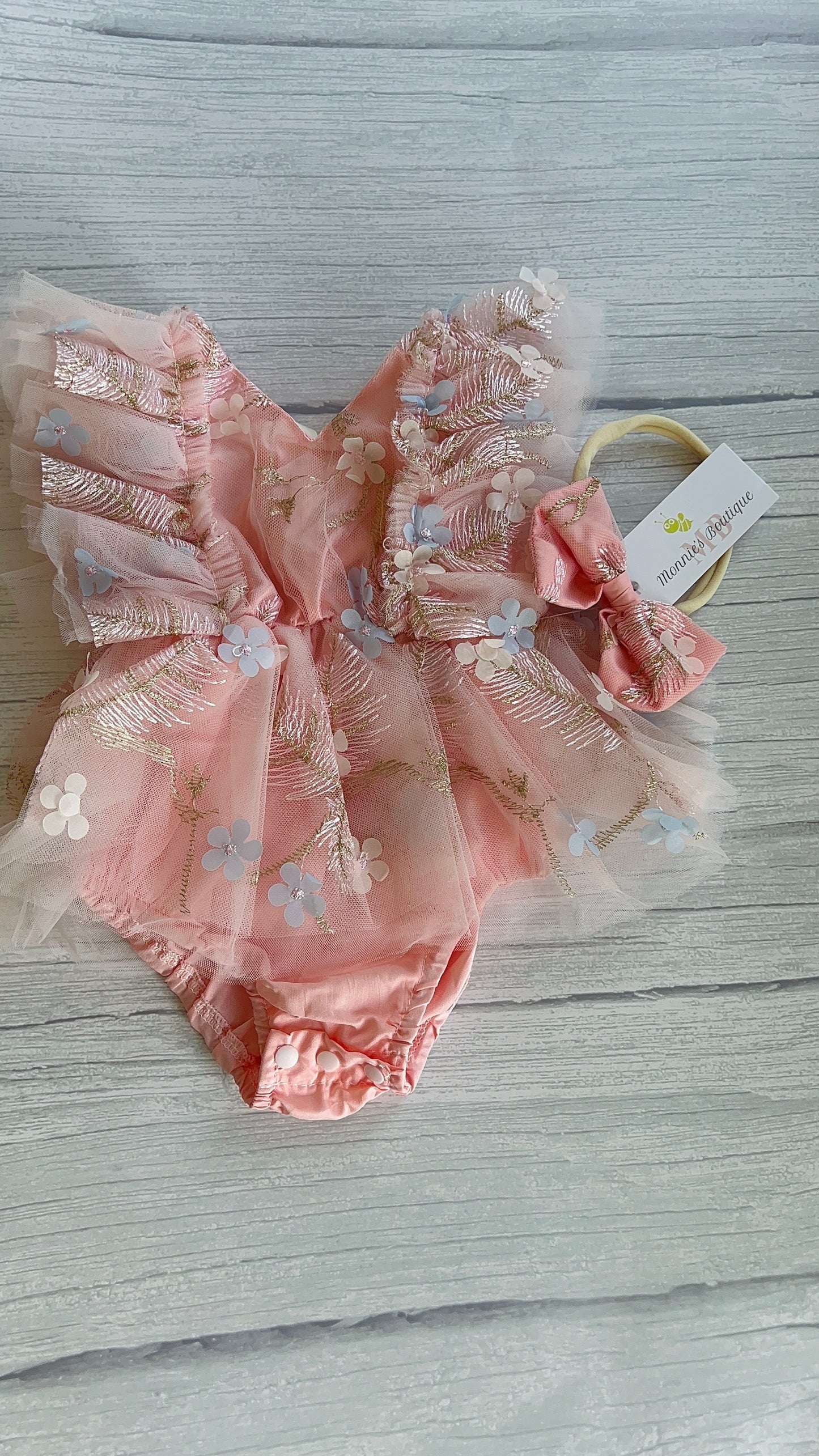 Blush Pink Floral Romper  2pc