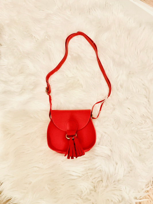 Red leather mini crossbody