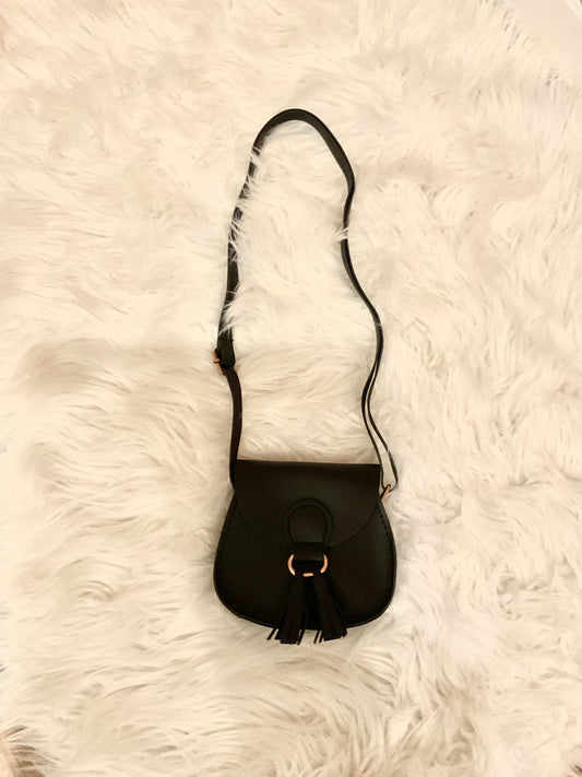 Black leather mini crossbody