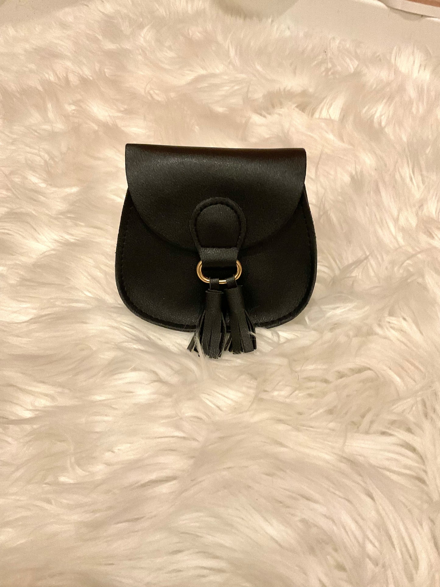 Black leather mini crossbody